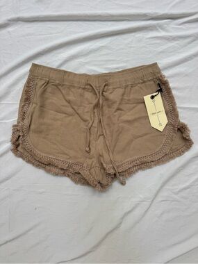Waffle Knit Drawstring Shorts - Taupe